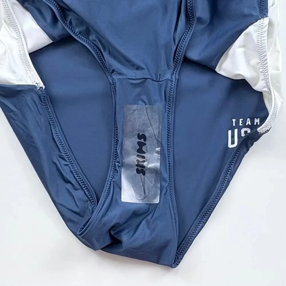 SKIMS Navy and White Team USA One-Piece Swimsuit